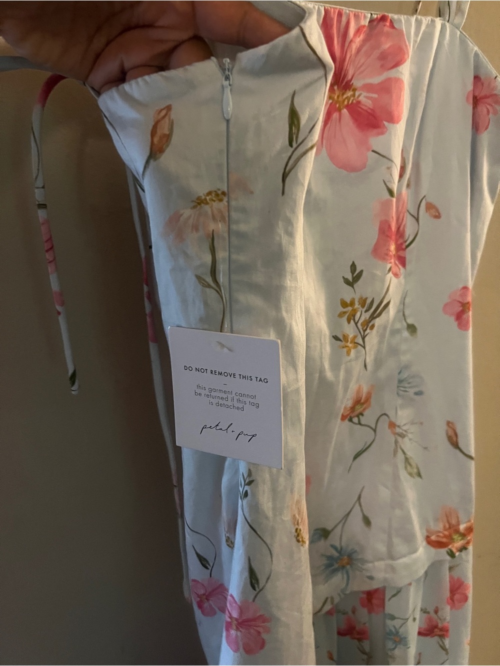 Petal & Pup Light Blue Floral Maxi Dress with Pink Blooms Size 8 NWT - Picture 5 of 15